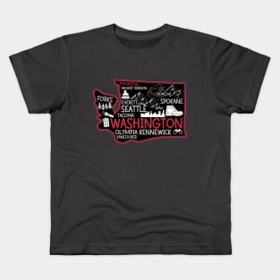 Burlington Washington cute map Tacoma Seattle Kennewick Spokane Kids T-Shirt